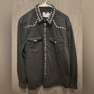 Topman Stud Embellished Black Denim Jacket size XL